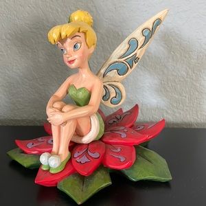 Jim Shore Disney Tinkerbell On Poinseta Festive Fa